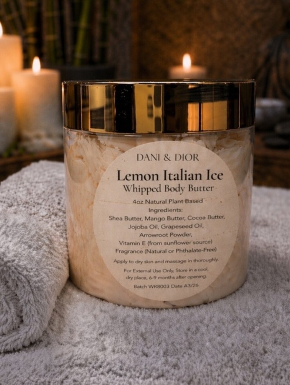 Dani & Dior NWT Lemon Italian Ice Whipped Body Butter, 4oz